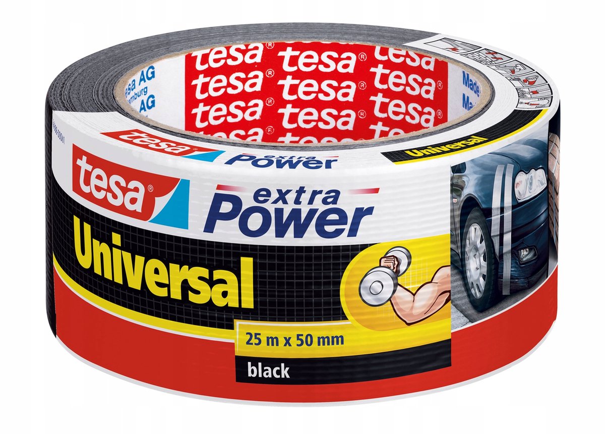 tesa UNIVERSAL 56388-00001-07 Tygtejp tesa® extra Power Svart (L x B) 25 m x 50 mm 1 st