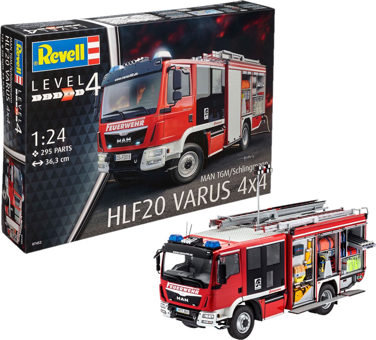Revell 07452 Schlingmann HLF 20 Varus 4x4 Lastbilsmodell byggsats 1:24