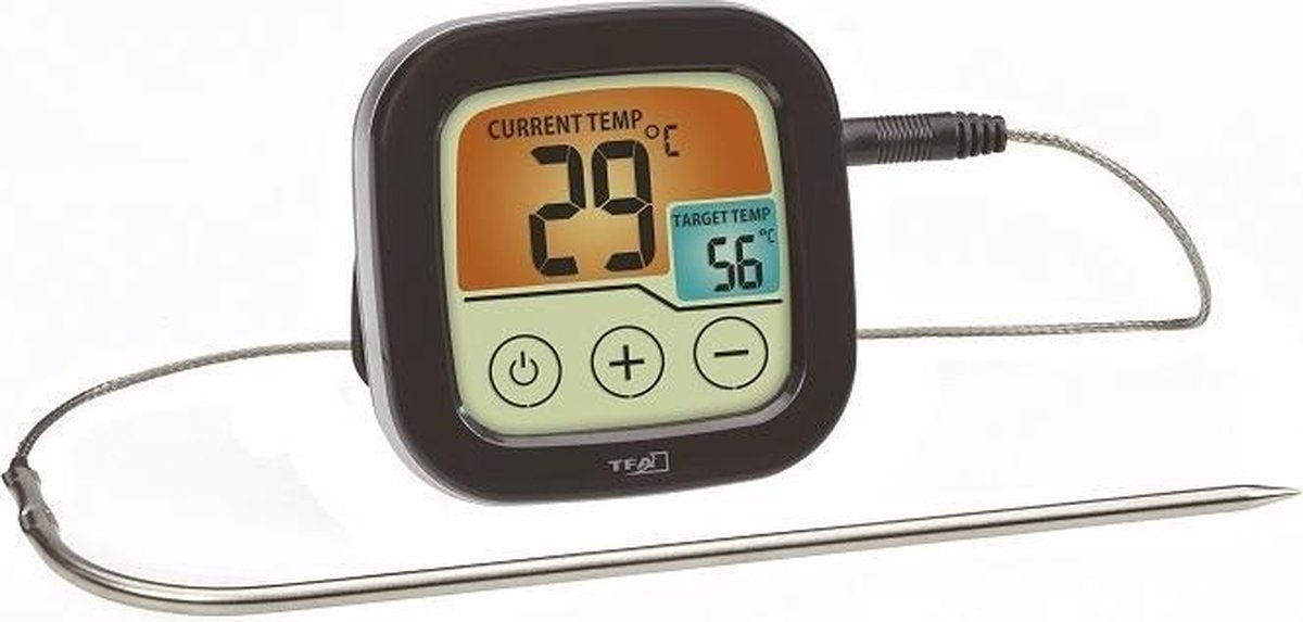 TFA Dostmann 14.1509.01 Grilltermometer Övervakning av kärntemperatur, med touchscreen, Kabelsensor Stek, Grillad mat