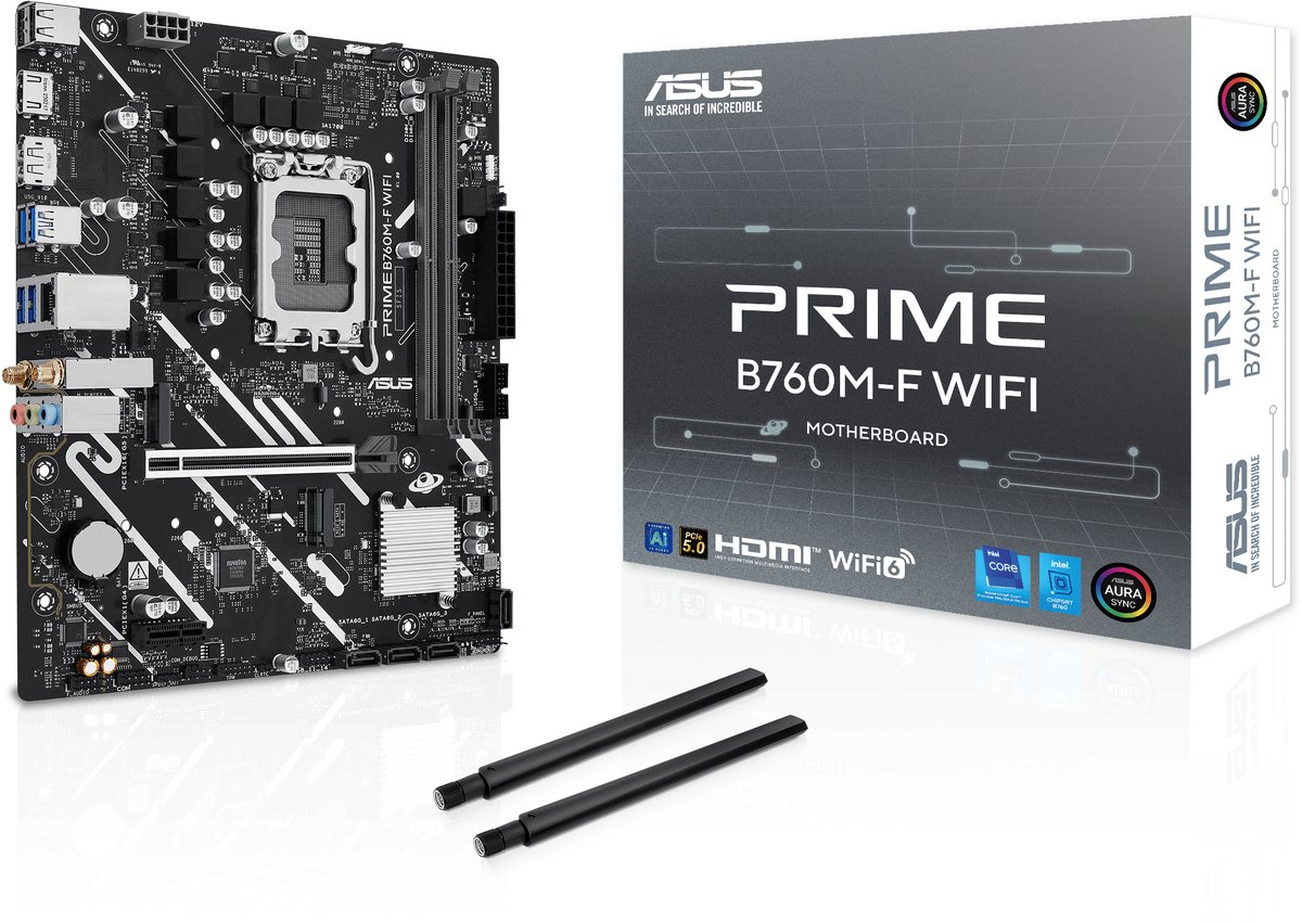 ASUS PRIME B760M-F WIFI Bundkort - Intel B760 - Intel LGA1700 - DDR5 RAM - Micro-ATX