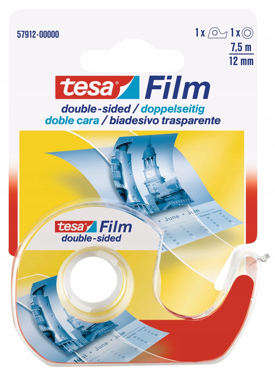 tesa 57912-00000-02 Dubbelsidiga tejp tesafilm® Transparent (L x B) 7.5 m x 12 mm 1 st