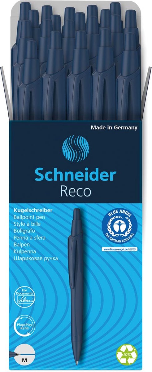 Schneider Schreibgeräte Reco 131813 Kulspetspenna Skrivfärg: Blå 20 st