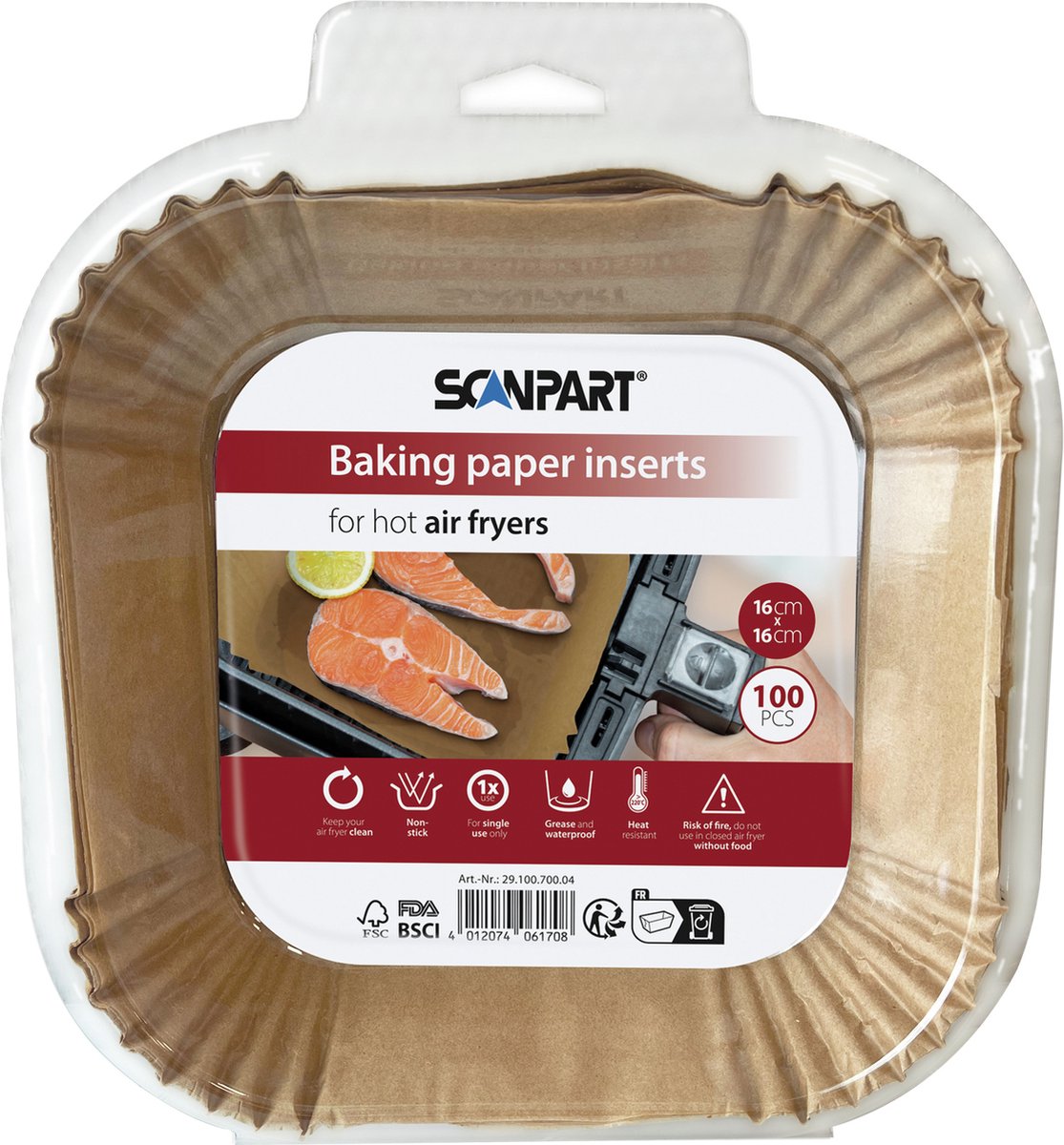 ScanPart 2910070004 Varmluftsutgångspapper 16x16 cm kantig, 100-pack