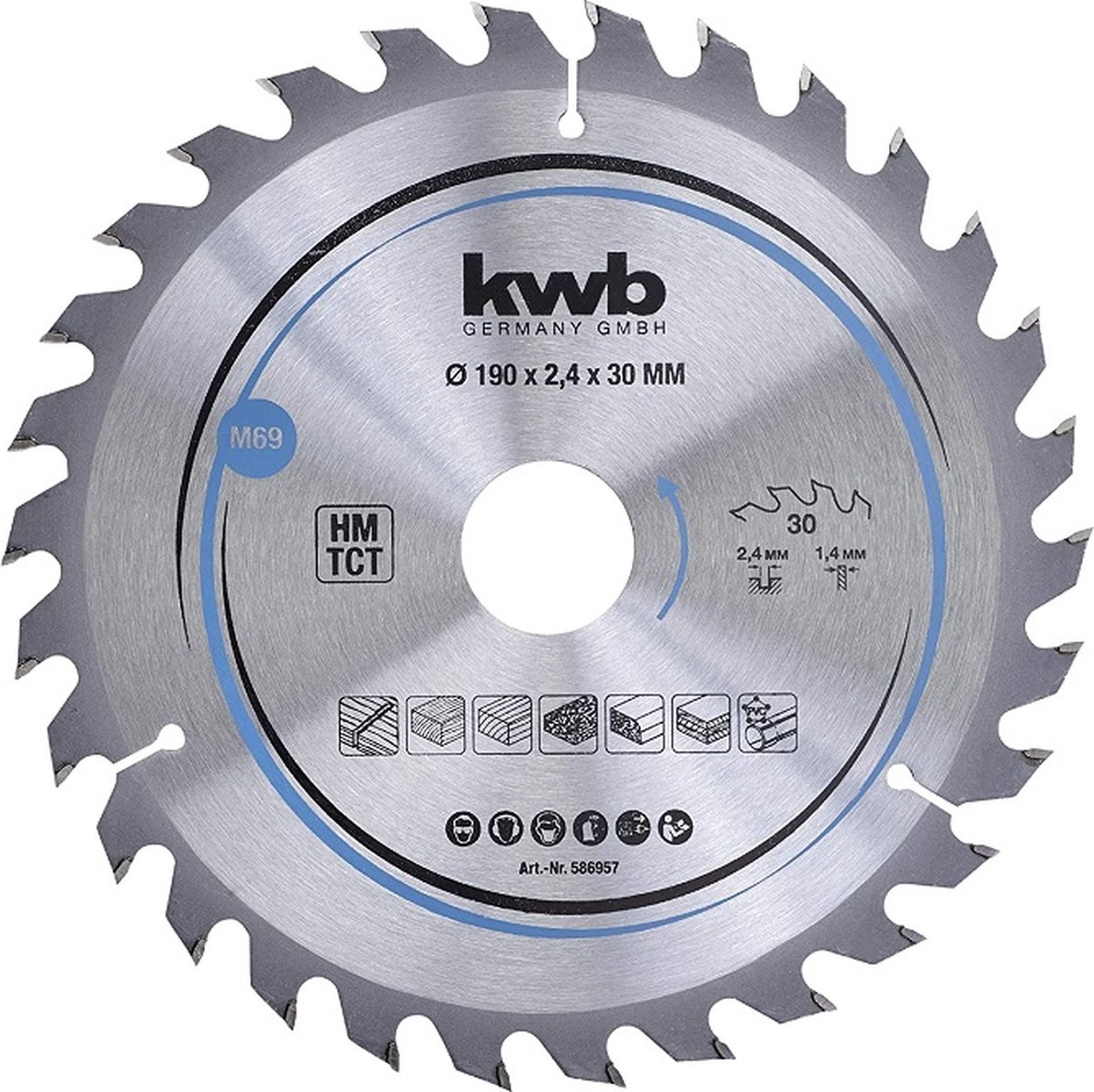 kwb 586957 Hårdmetall cirkelsågklinga 190 x 30 mm 1 st