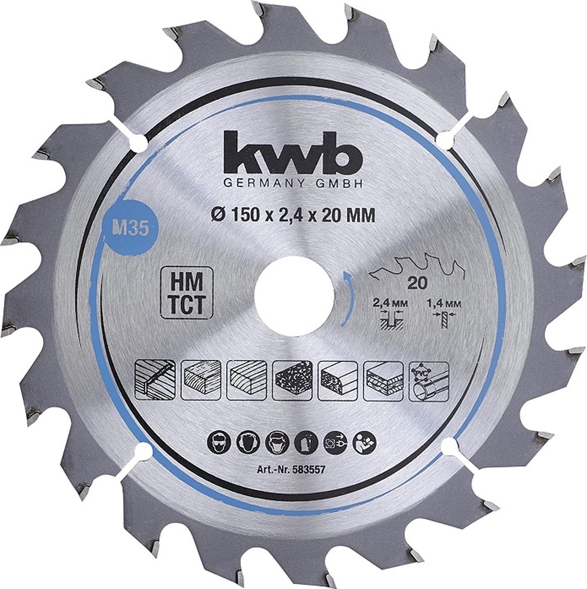 kwb 583557 Hårdmetall cirkelsågklinga 150 x 20 mm 1 st