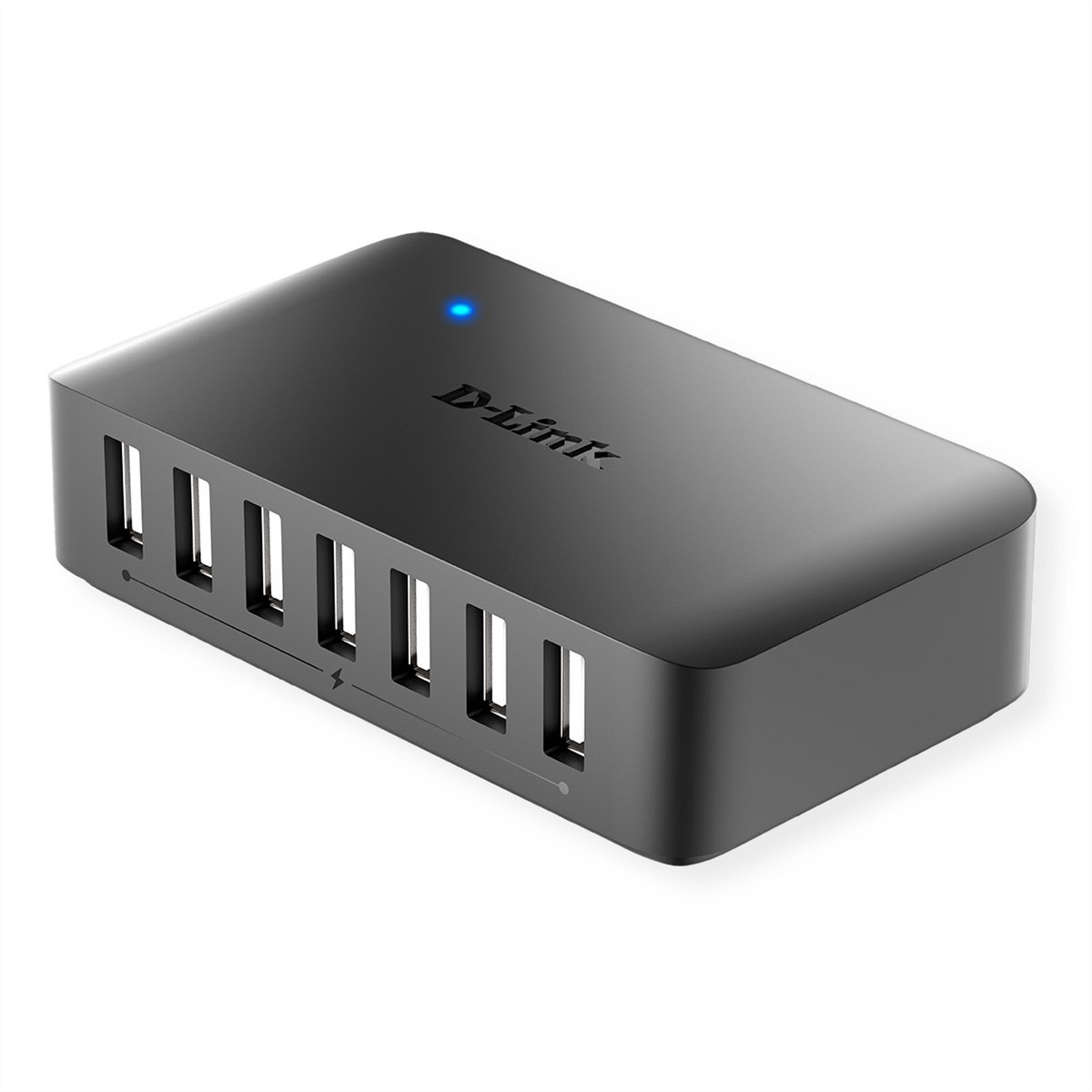 D-Link DUB-H7/E USB-hubb 7 Port USB-A USB 2.0 480 MBit/s med snabb-laddning Svart DUB-H7/E
