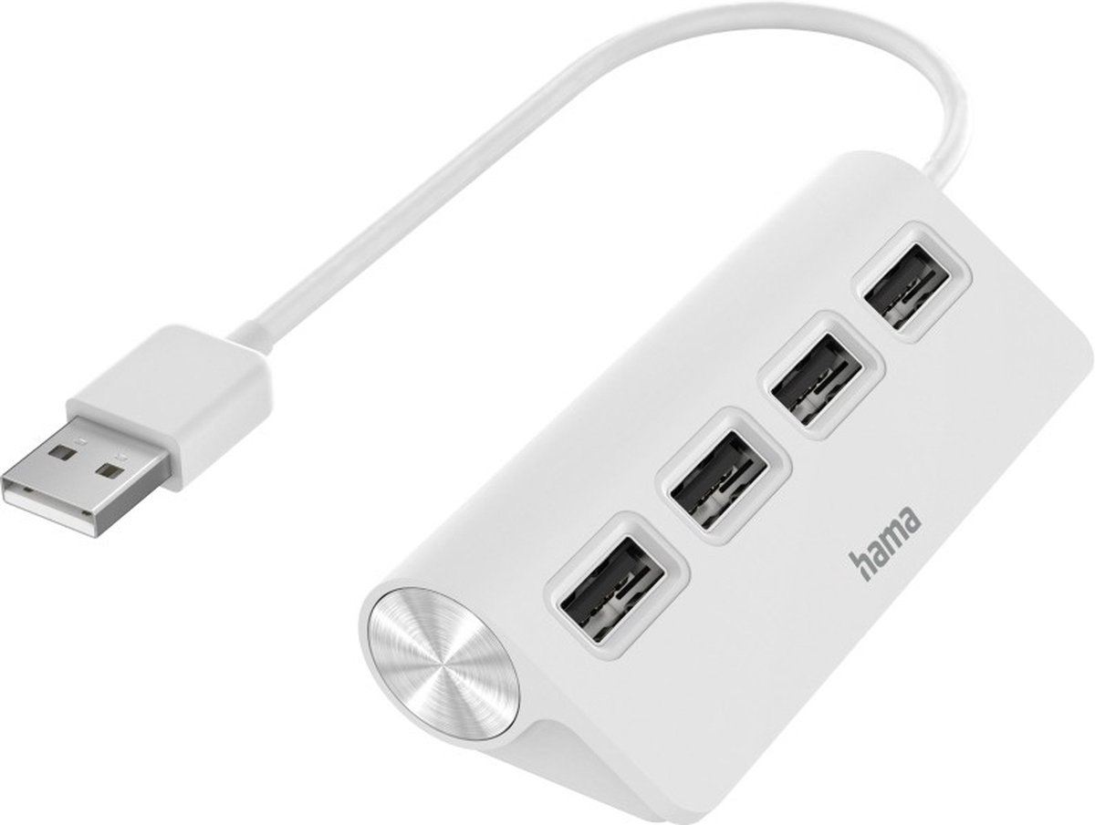 Hama USB Hub 4 Ports USB 2.0 480 Mbit/s white USB hub - USB 2.0 - 4 ports - Hvid