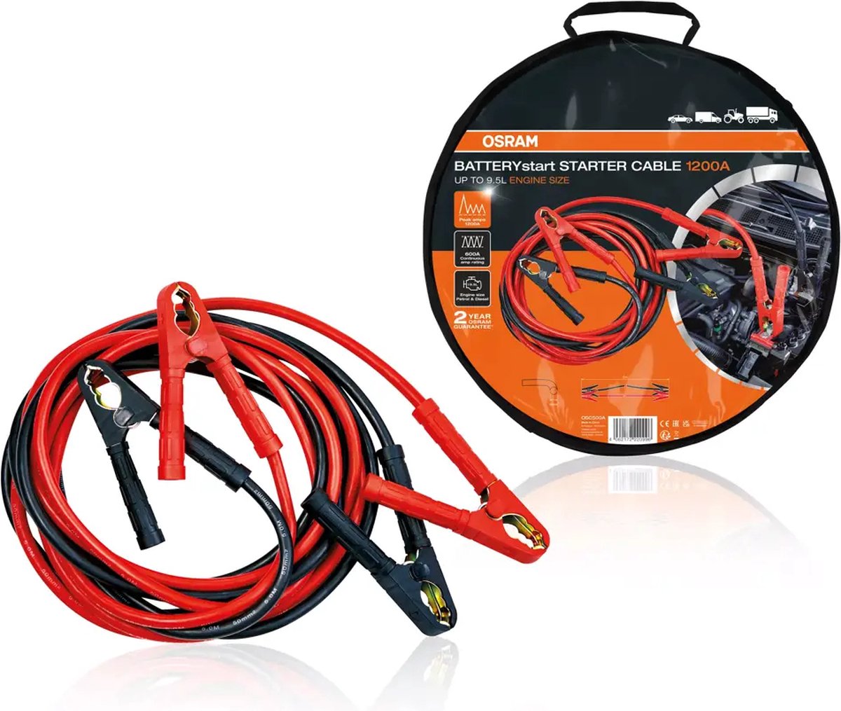 Osram Automotive BATTERYstart STARTER CABLE 500A Startkabel 50 mm² Aluminium 5 m med plasttång