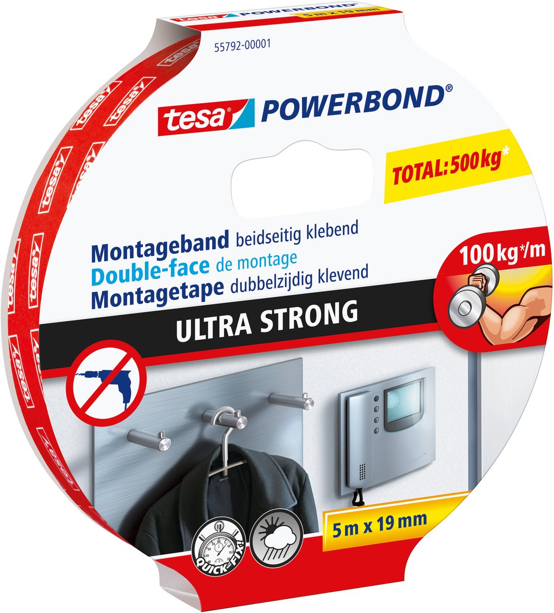 tesa ULTRA STRONG 55792-00001-02 Monteringsband tesa® Powerbond Vit (L x B) 5 m x 19 mm 1 st