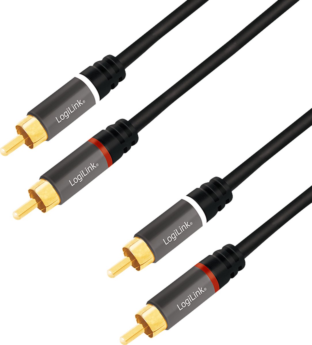 LogiLink CA1204 RCA Audio Anslutningskabel 2.0 m Svart Skärmad, Färgkodad