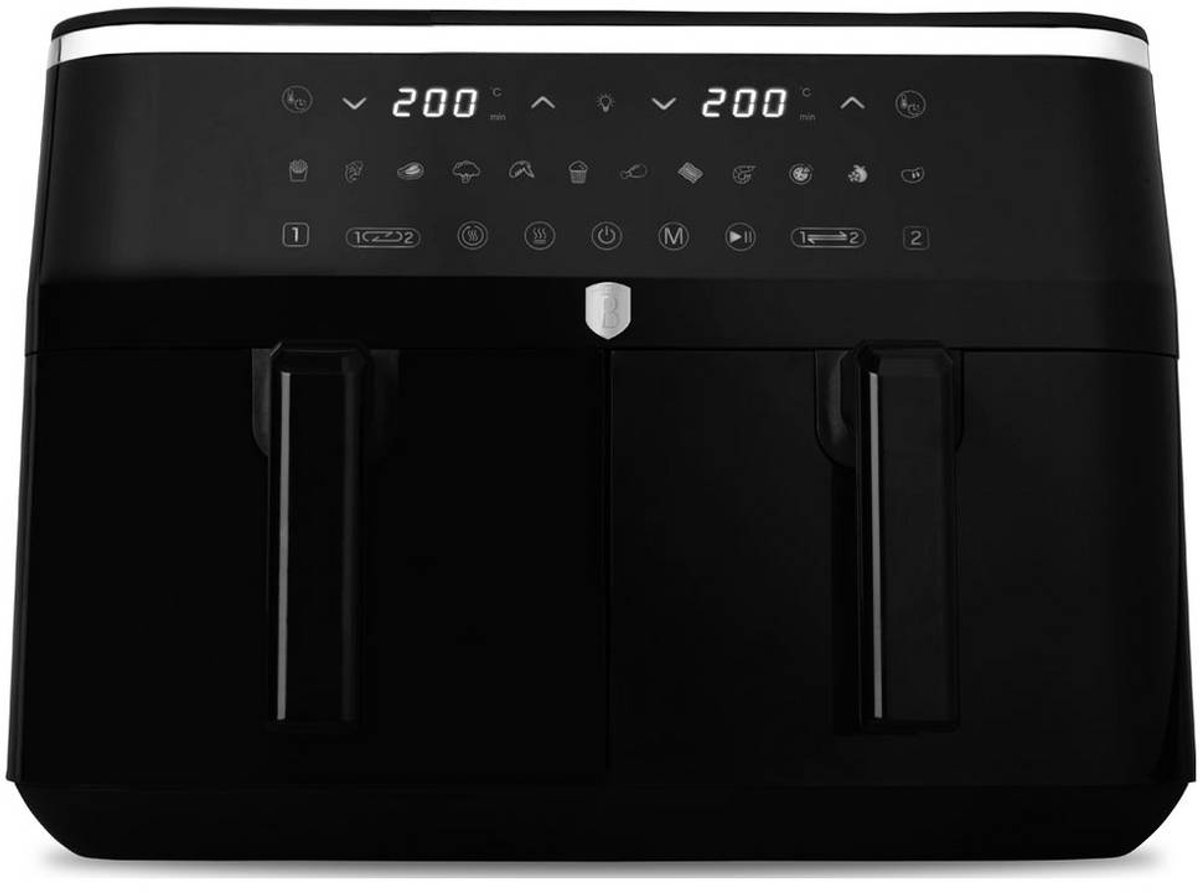 BerlingerHaus BH9883 Varmluftsfritös 9 l 3100 W Non-stick-beläggning, Varmluftsfunktion, Fönster, Timerfunktion, digital timer, 2 separata temperaturkontroller
