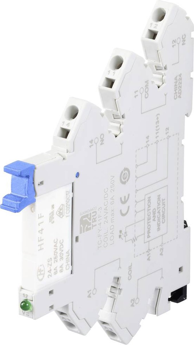 TRU COMPONENTS TC-FY-41F-3 24V industrirelä Nominell spänning: 24 V/AC, 24 V/DC Växelström (max): 6 A 1 NC, 1 NO 1 st
