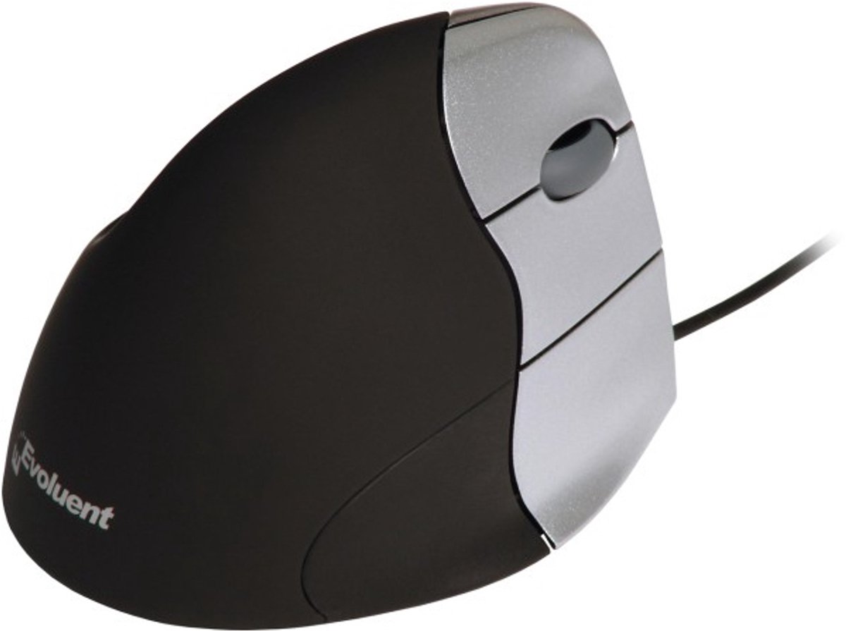 Evoluent VerticalMouse 3 Ergonomisk mus USB Optisk Svart, Silver 5 Knappar 2600 dpi Ergonomisk