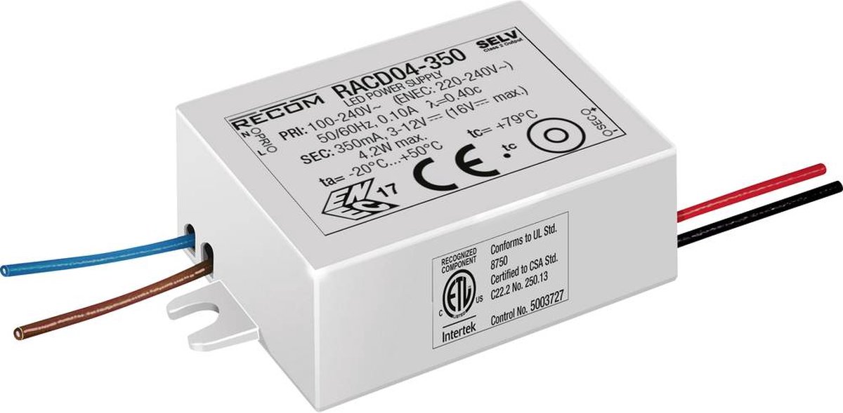 RECOM LED driver 4.2 W 350 mA 3 - 12 V/DC 1 st