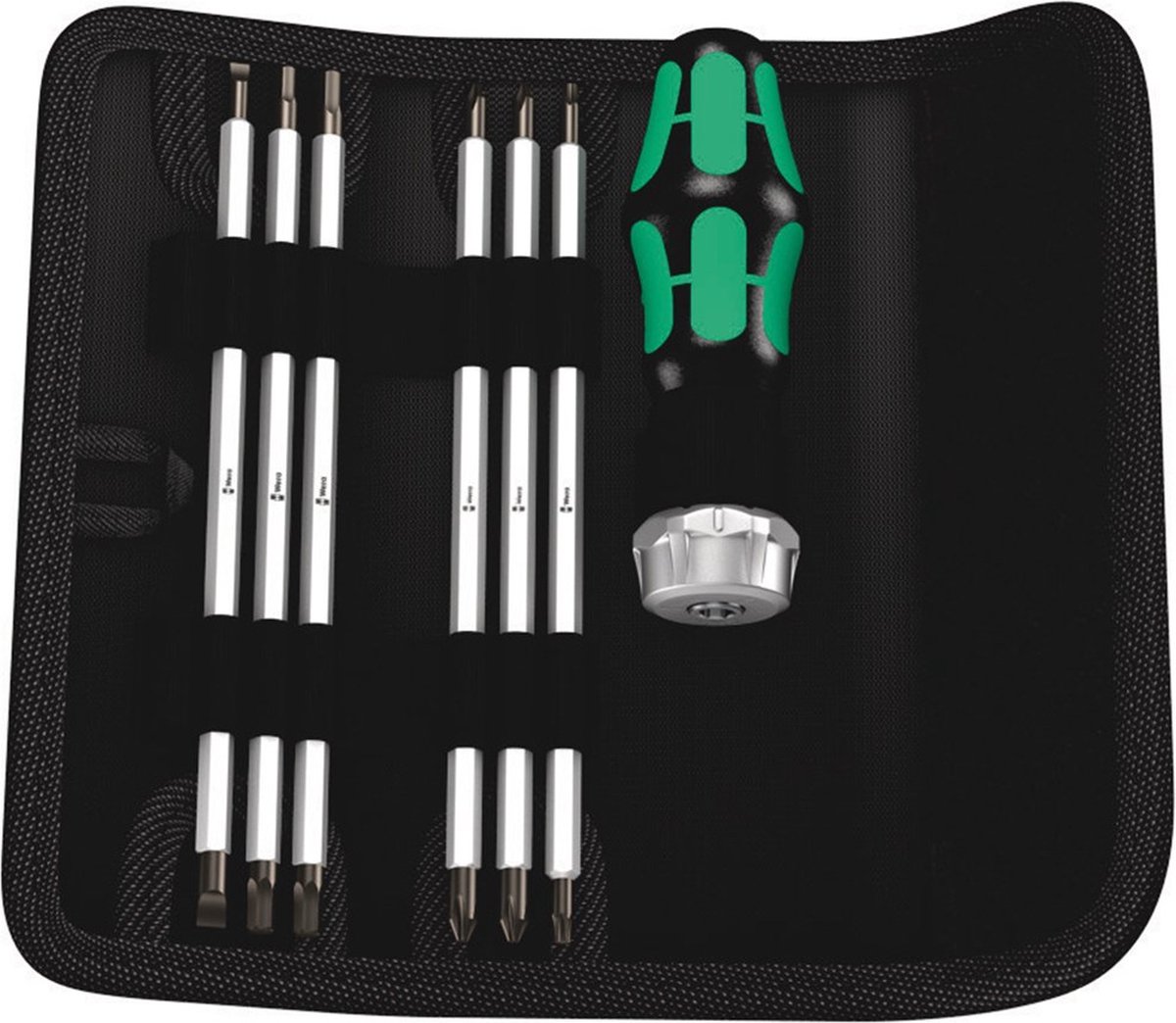 Wera Kraftform Kompakt Vario RA Utbytbara blad set 7 delar Spår, Stjärnspår Phillips, Stjärnspår Pozidriv, Inner-TORX, Inner-sexkantig Verkstad