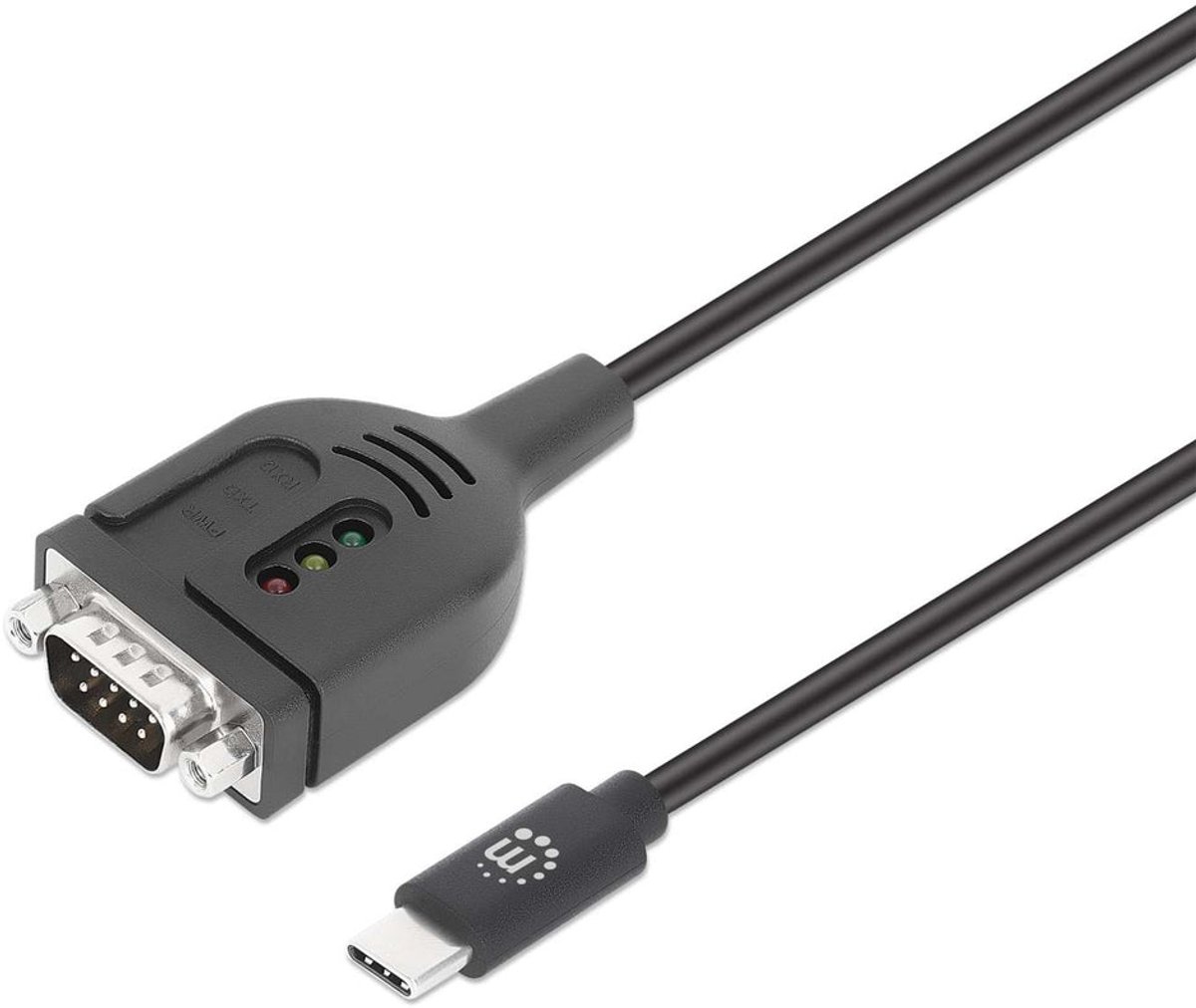 Manhattan Seriell Adapterkabel [1x USB-C® hane - 1x Seriell (9 polig)] 100 cm Svart