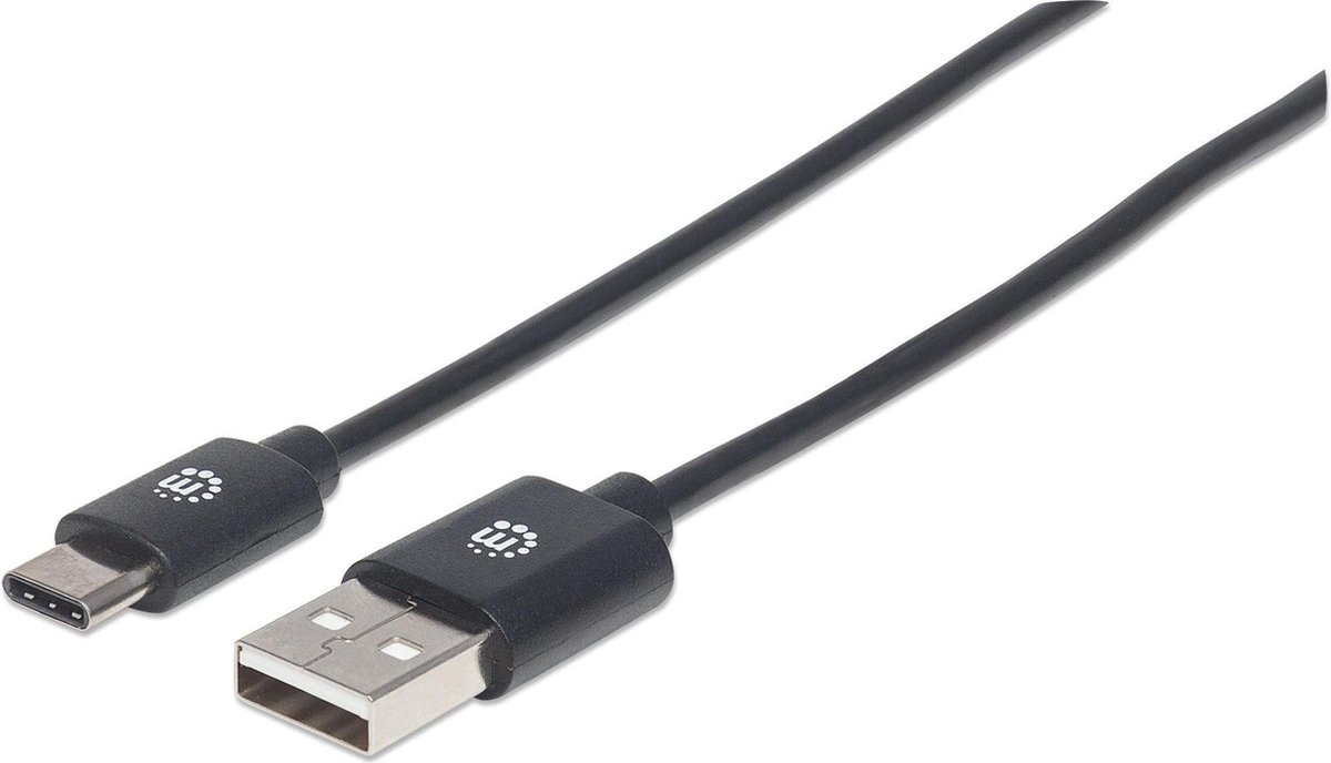 Manhattan USB-kabel USB 2.0 USB-A kontakt, USB-C®-kontakt 0.50 m Svart 354912