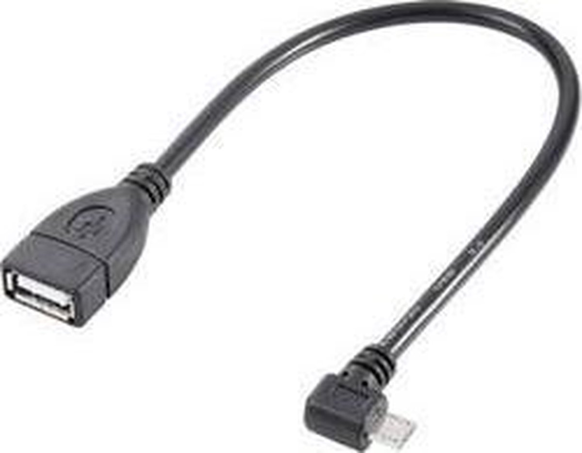 Renkforce USB-kabel USB 2.0 USB-Micro-B-kontakt, USB-A uttag 0.10 m Svart OTG, guldpläterad kontakt RF-4080777