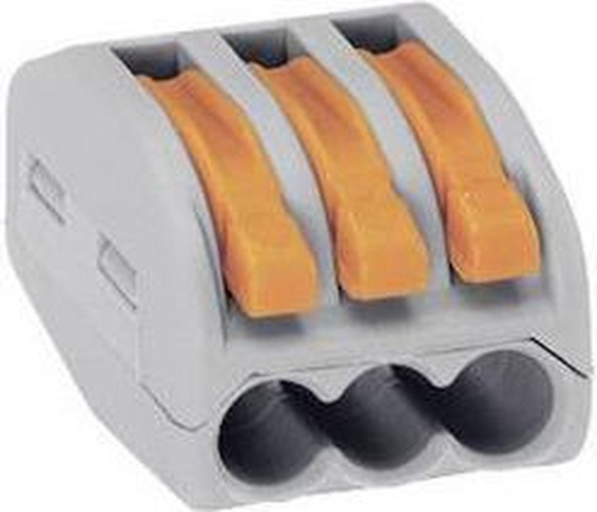 WAGO 222-413-50 222 Kopplingsklämma Flexibel: 0.08-4 mm² Styvhet: 0.08-2.5 mm² Antal poler: 3 50 st Grå, Orange