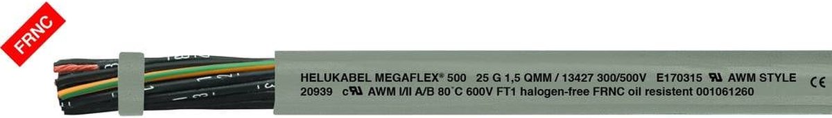 HELU MEGAFLEX® 500 Styrledning 4 G 4 mm² Grå 13448 Metervara