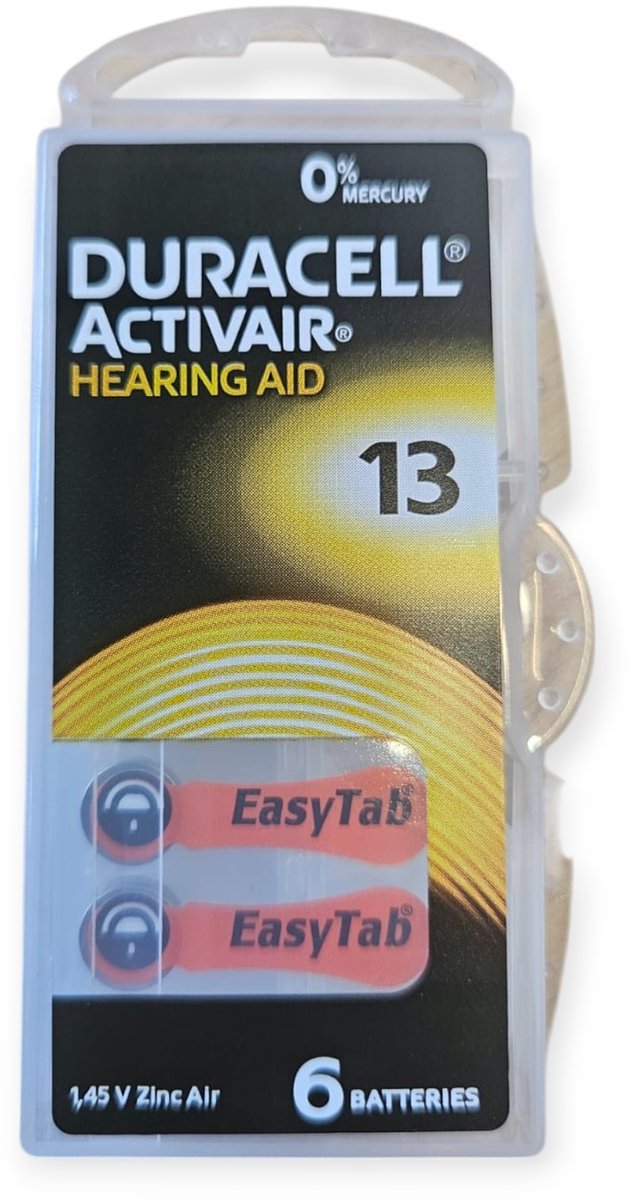 ZA 13 Hörapparatbatterier Zink-luft 1.45 V 290 mAh Duracell Activair 13 6 st