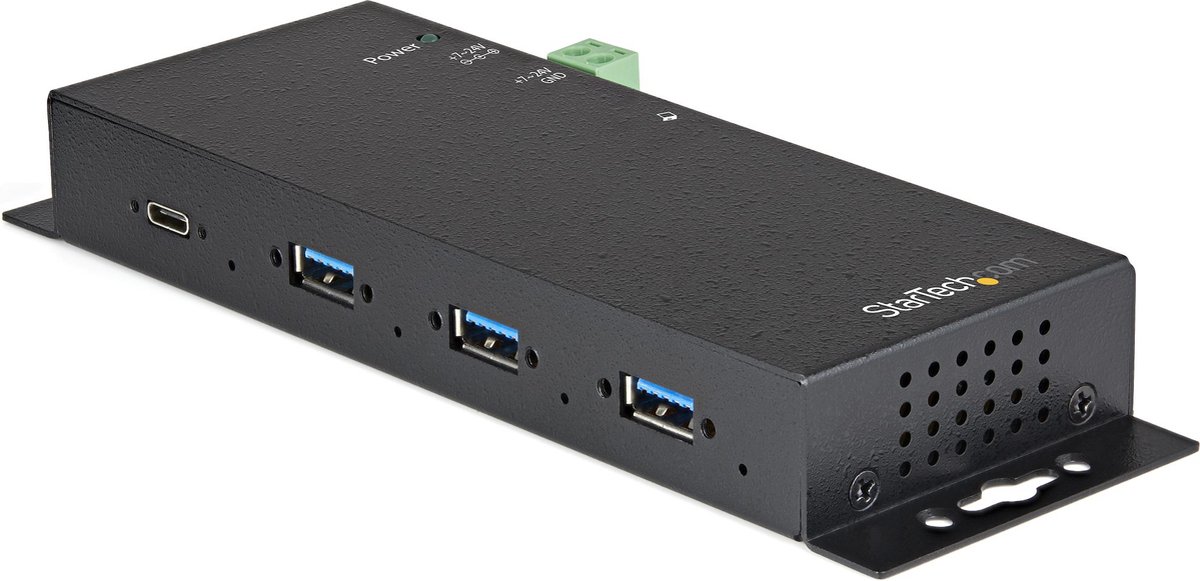 StarTech.com 4 Port USB C Hub 10Gbps - Metal Industrial USB 3.2/3.1 Gen 2 Type-C Hub - 3A/1C - USB-C or USB-A Host - Mountable - ESD/Surge (HB31C3A1CME) - hub - 4 ports USB hub - 4 ports - Sort