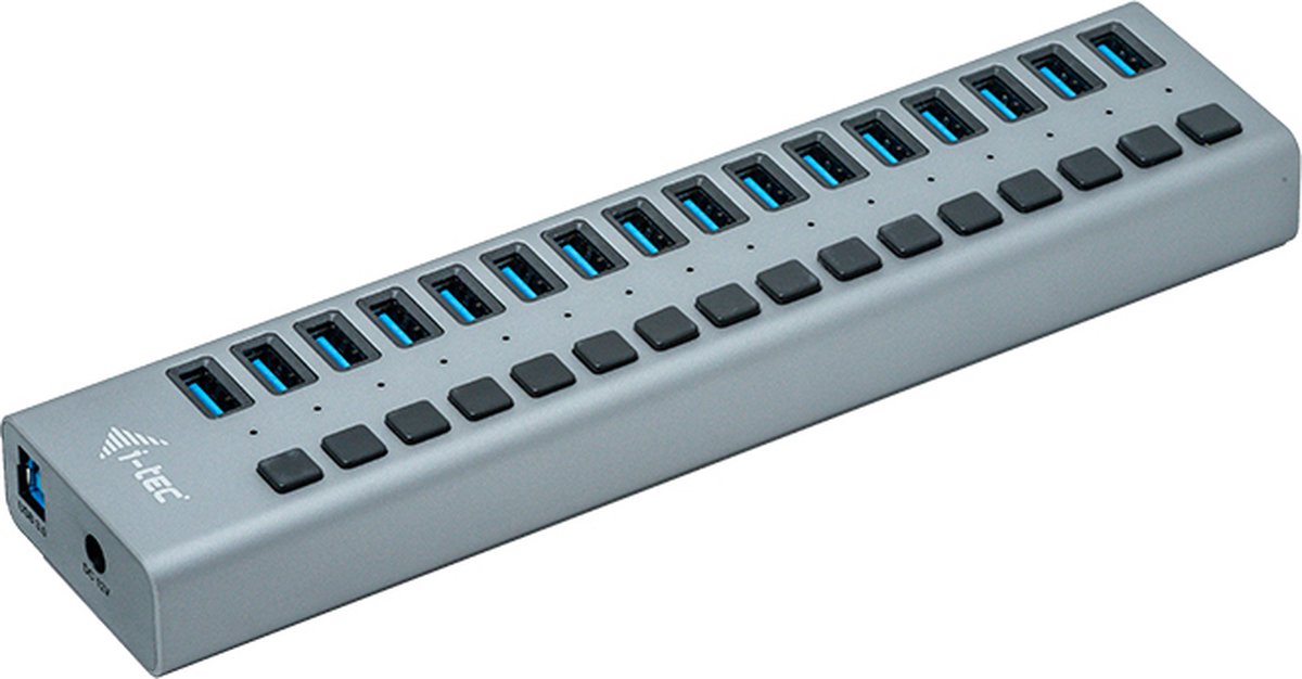 i-tec U3CHARGEHUB16 USB-hubb 16 Port USB-A USB 3.0 5 GBit/s Grå Charging Hub