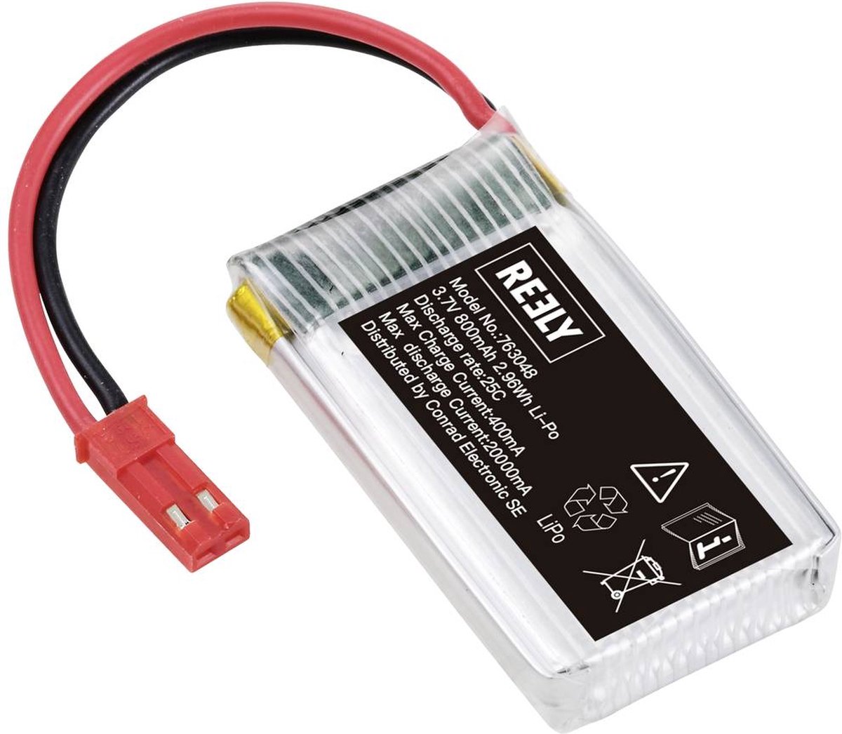 Reely RC Batteripack (LiPo) 3.7 V 800 mAh Antal celler: 1 25 C Softcase BEC