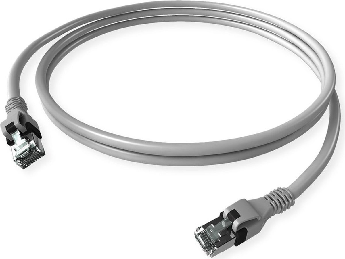 Easylan CPP1OACACA0030 RJ45 Nätverkkabel, Patchkabel CAT 6 S/FTP 3 m Grå dubbelt skärmad, Halogenfri, Flamskyddsmedel 1 st
