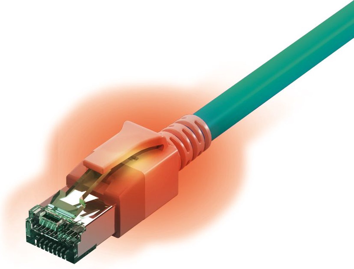 Easylan CS1OTADAD0070 RJ45 Nätverkkabel, Patchkabel CAT 6A S/FTP 7 m Turkos dubbelt skärmad, Halogenfri, Flamskyddsmedel 1 st