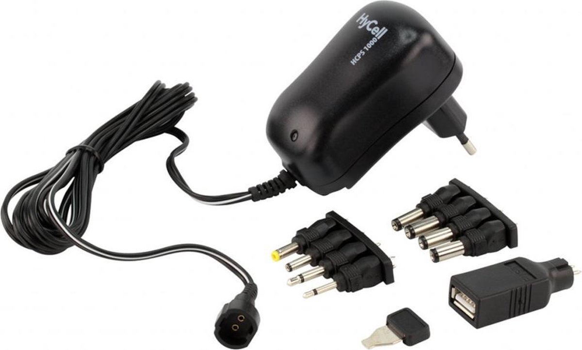 HyCell 1201-0007 Nätadapter ställbar 3 V/DC, 4.5 V/DC, 5 V/DC, 6 V/DC, 7.5 V/DC, 9 V/DC, 12 V/DC 1000 mA 12 W