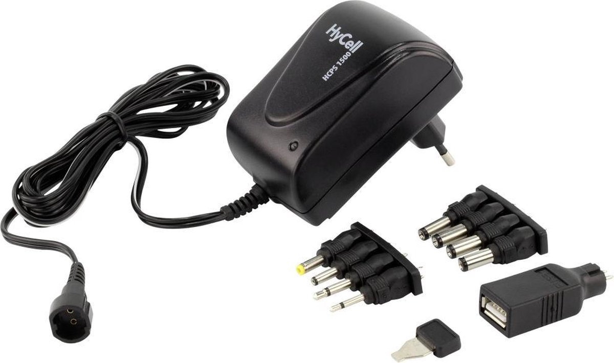 HyCell 1201-0008 Nätadapter ställbar 3 V/DC, 4.5 V/DC, 5 V/DC, 6 V/DC, 7.5 V/DC, 9 V/DC, 12 V/DC 1500 mA 18 W