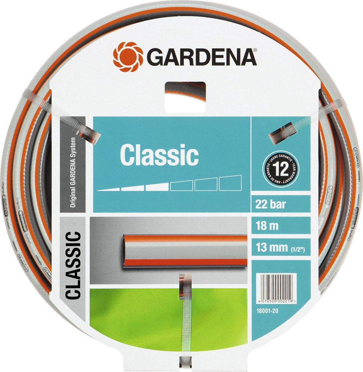 GARDENA 18001-20 Trädgårdsslang 18 m 13 mm 1/2 tum Grå, Blå 1 st
