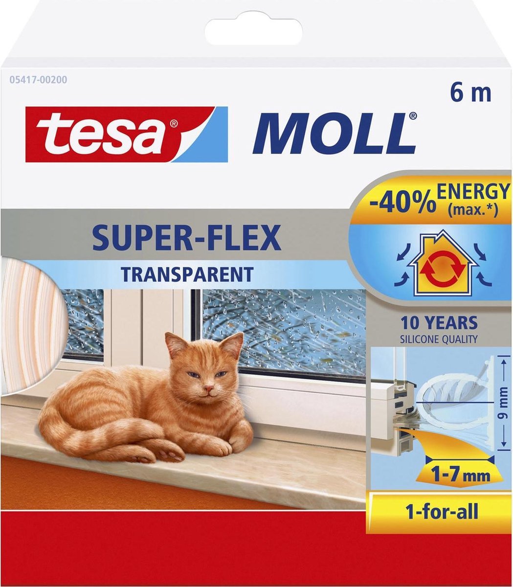 tesa PREMIUM FLEXIBLE 05417-00200-02 Förseglingstejp tesamoll® Transparent (L x B) 6 m x 9 mm 1 st