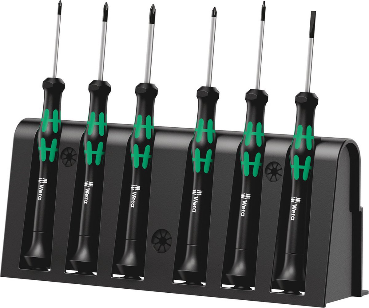 Wera 2050/6 Skruvmejsel set Elektronik och finmekanik 6 delar Spår, Stjärnspår Phillips, TORX Plus, Microstix