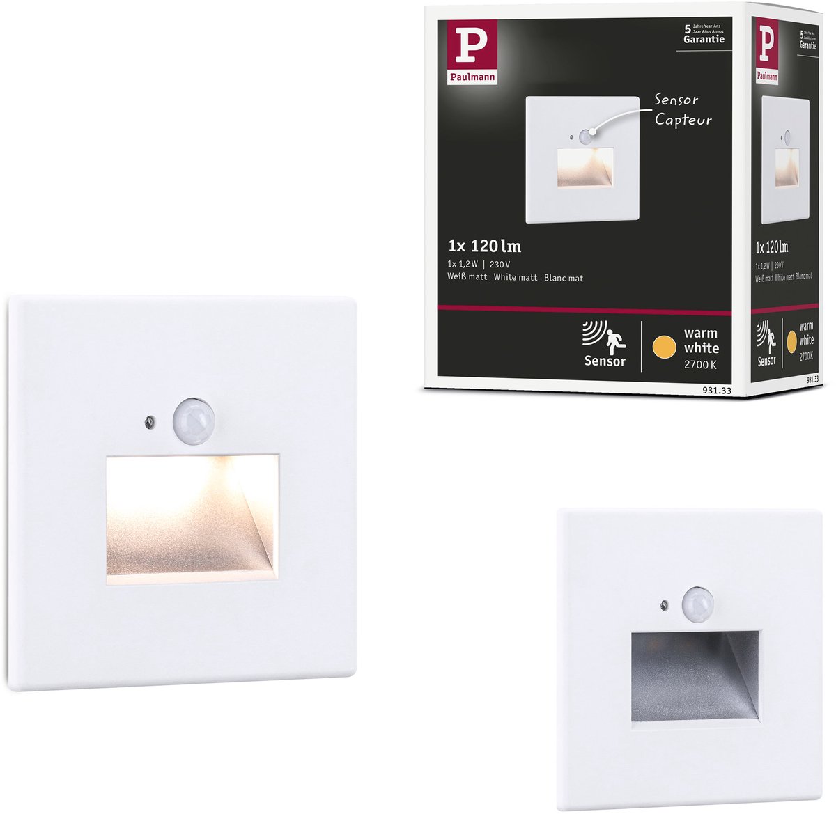 Paulmann 93133 Inbyggd LED-väggbelysning LED LED fast installerad 1.2 W Vit