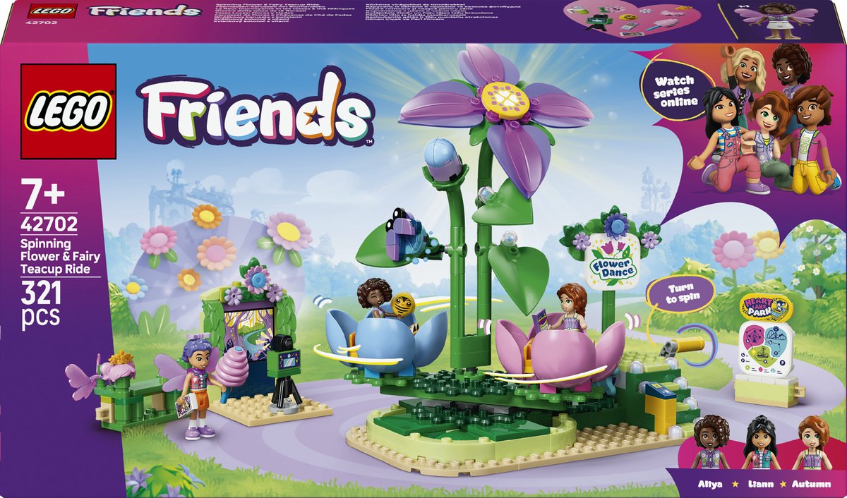 LEGO® FRIENDS 42702 Pentax-karusell med blomdekoration, leksaker med nöjespark, karusell, 3 spelfigurer