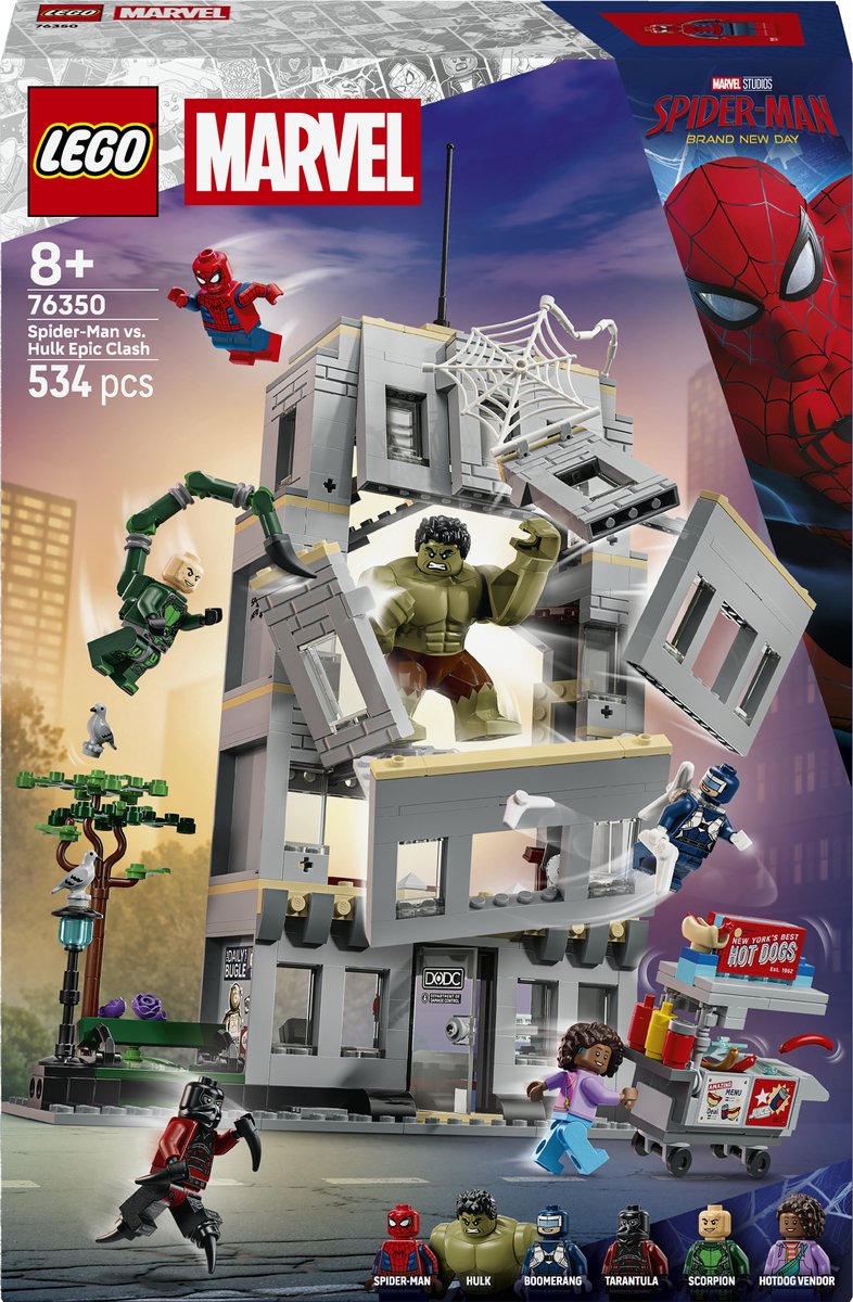 LEGO® MARVEL SUPER HEROES 6588690 Stor showdown: Spider-man vs. Hulk; byggleksaker med 6 karaktärer