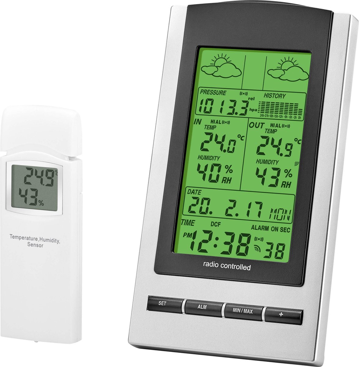 Eurochron WH1173 9223c3b Trådlös digital väderstation Antal max. sensorer 1