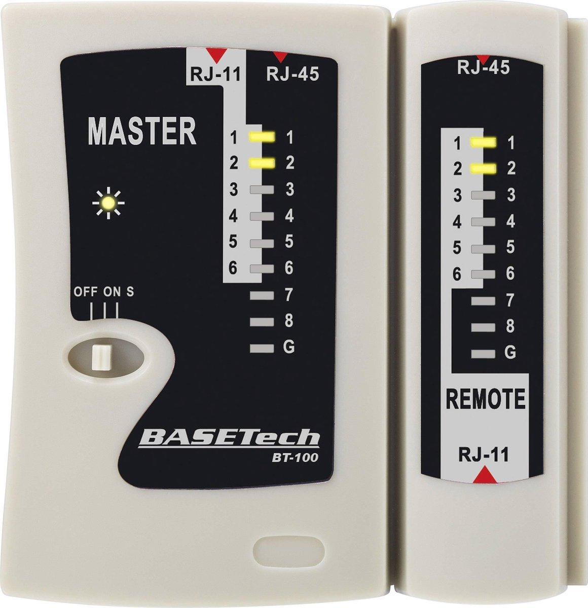 Kabeltestare BT-100 Basetech BT-100 Lämplig för RJ-45, RJ-11