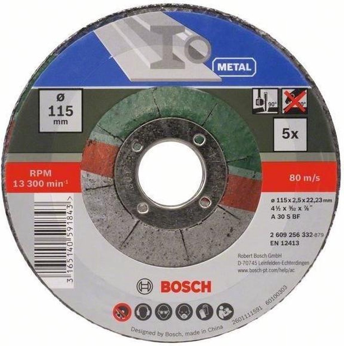 Bosch Accessories A 30 S BF 2609256332 Kapskiva bockad 115 mm 5 st Metall