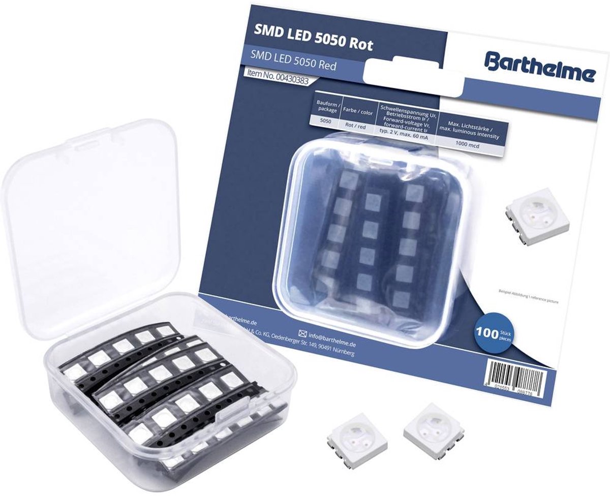 Barthelme SMD-LED-Set 5050 Röd 1000 mcd 120 ° 60 mA 2 V Bulk