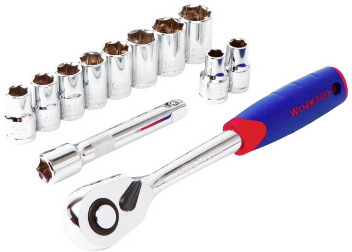 WorkPro Hylsnyckelsats metrisk 12 delar WP202558