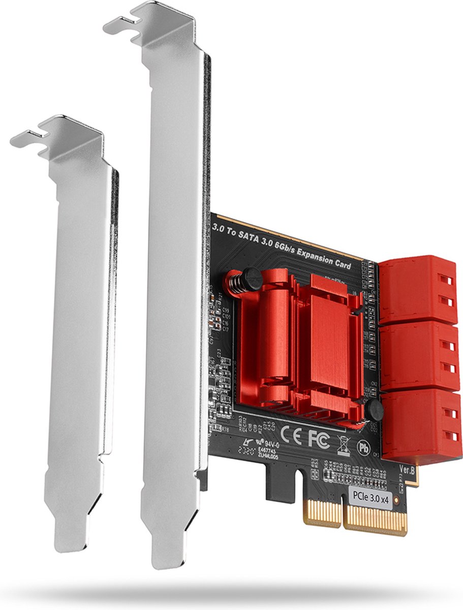 AXAGON PCES-SA6 6 Port SATA-kontroller PCIe x4 inkl. Low-Profile fäste, Passiv kylning