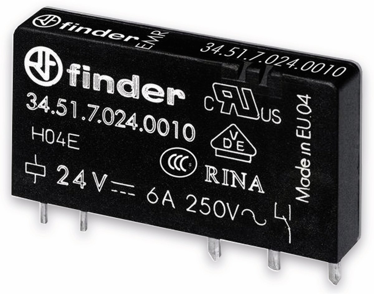 Finder 34.51.7.024.5010 Kretskort-relä 24 V/DC 6 A 1 switch 1 st