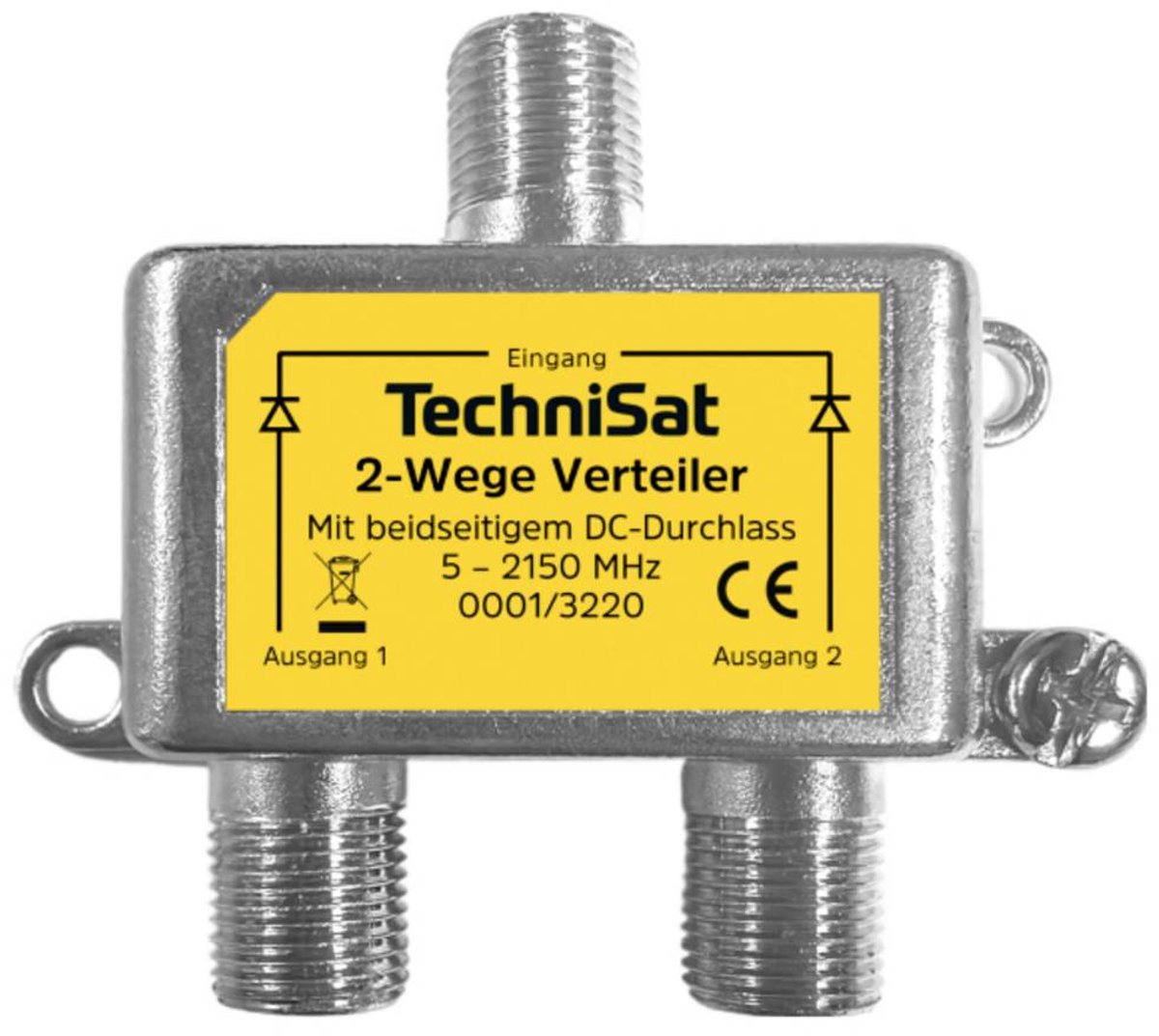 TechniSat 2-Wege-Verteiler SAT-fördelare 2-polig 5 - 2150 MHz