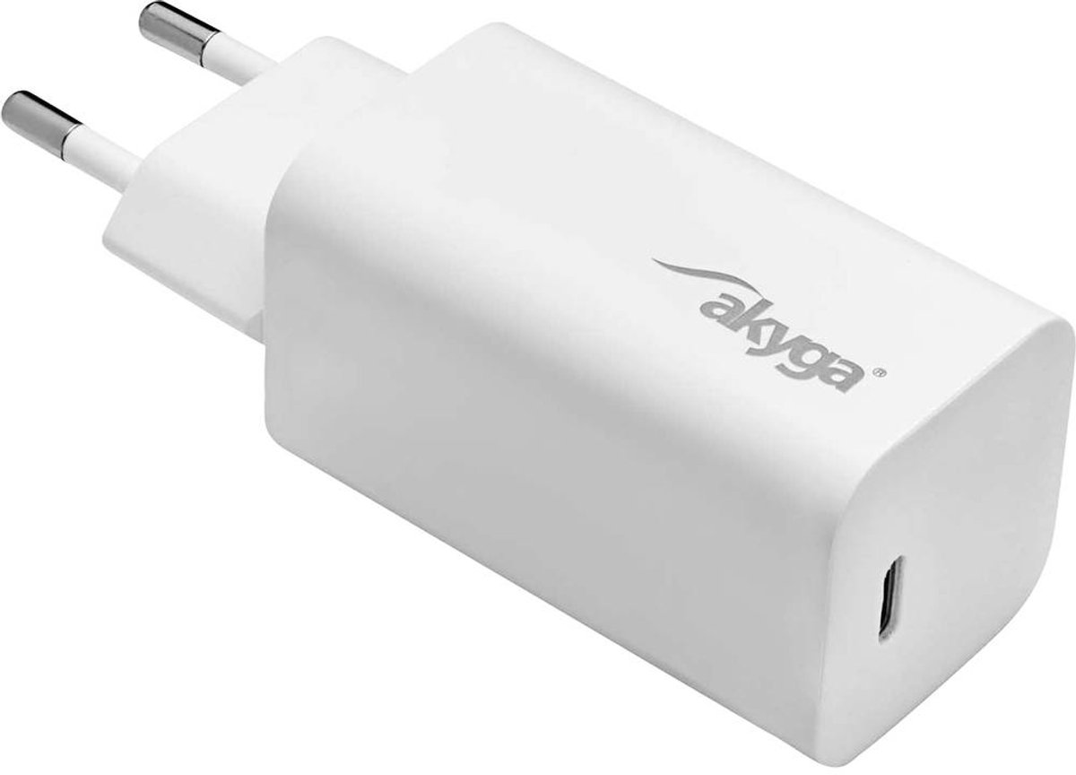 Akyga AK-CH-23 USB-laddare 65 W 1x USB-C® Quick Charge 3.0, Power Delivery 3.0 Vit Inomhus
