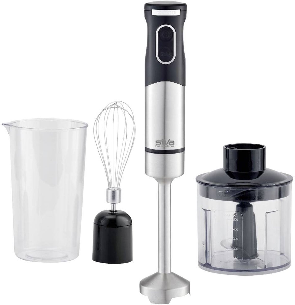 Silva Homeline SMS 6502 Stavmixer 700 W med mätglas, med hackare, Visp Rostfritt stål, Svart