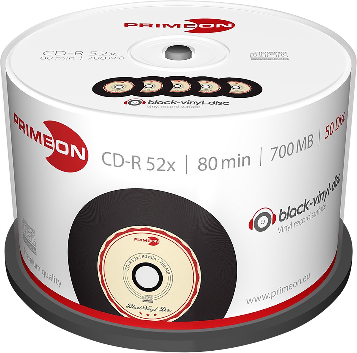 Primeon 2761108 CD-R 80 700 MB 50 st Spindel Vinyl