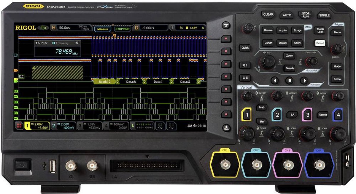 Rigol MSO5074 Digitalt oscilloskop 70 MHz 8 GSa/s 100 Mpts 8 Bit Digital lagring (DSO) 1 st